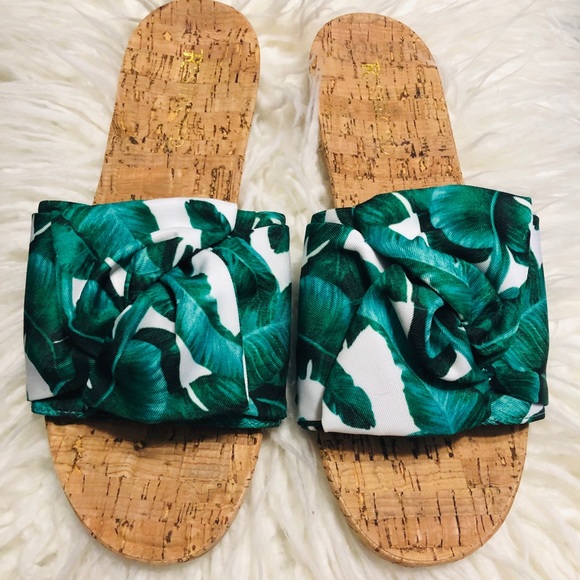 Shoes - Green and White slides